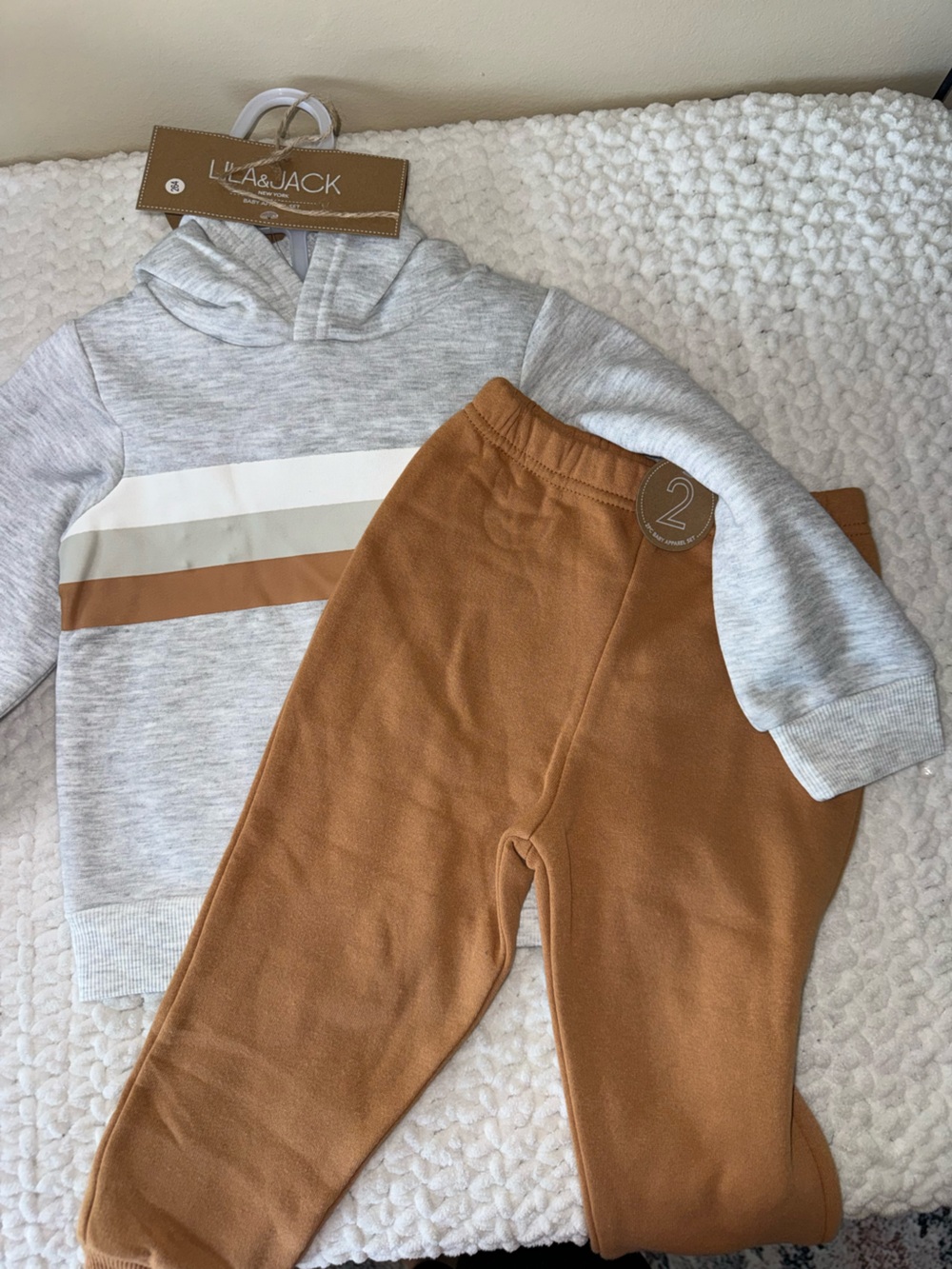 Kids Casual Pull-On Bottoms in Brown with Grey pull over - Cozy Everyday Wear